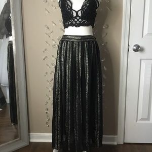 Free People Black and Gold Maxi Skirt
